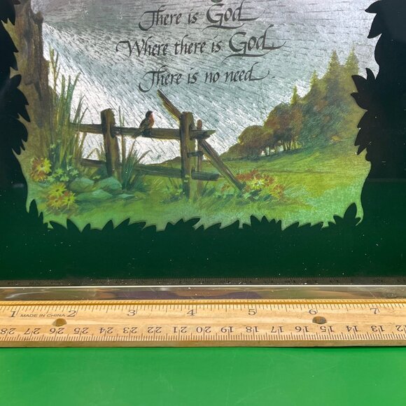 Kafka Screened Etching Metal Foil Silhouette Faith Love Inspirational Framed Art - Picture 6 of 10